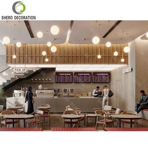 เฟอร์นิเจอร์ร้านกาแฟสไตล์โมเดิร์นมินิมอล ไฟ LED หรูหรา ชุดโต๊ะและเก้าอี้ร้านกาแฟ ร้านชานม ดีไซน์เนอร์ - Product Image 5