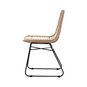 Silla de Comedor Moderna para Jardín, de Mimbre Sintético y Ratán PE, Estilo Contemporáneo Minimalista, con Patas de Metal, para Patio, Restaurante o Cafetería - Product Image 2