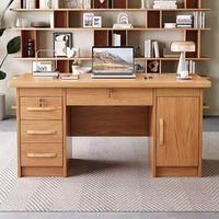 Escritorio de Computadora Moderno y Minimalista para Oficina con Cajones, Mesa de Escritura de Madera Sólida Ecológica para Oficina en Casa