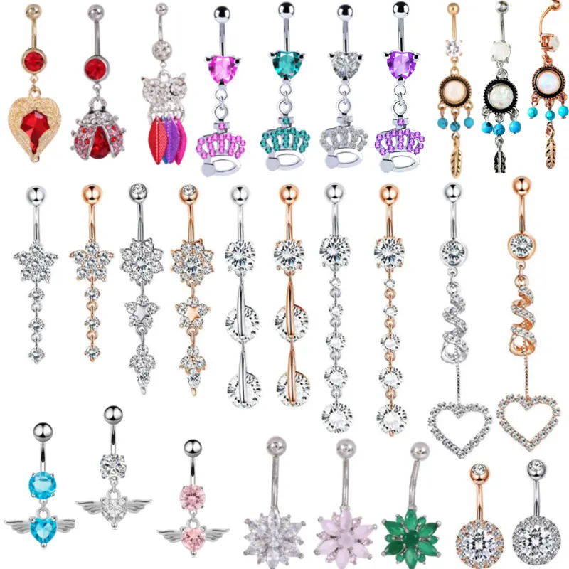 Honor of crystal Sexy 1pc Steel Sexy Belly Button Rings Navel Piercing Ombligo Nombril Ear Piercings Navel Ring Body Jewelry