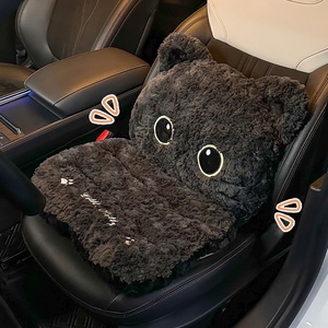 Cojín de Asiento de Coche con Diseño de Gato de Dibujos Animados, Almohadilla de Asiento de una Pieza con Soporte Lumbar, Relleno de Algodón PP Afelpado de Invierno, Alta Calidad - Product Image 2