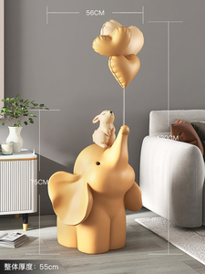 Commercio all'ingrosso in fibra di vetro cartoon pink elephant ornaments indoor home decor soggiorno home decor scultura da collezione del fumetto - Product Image 5