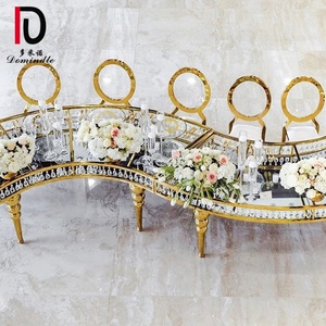 Foshan Event Chic Glass <strong>Top</strong> Stainless Steel Circle <strong>Round</strong> Crystal Wedding Banquet <strong>Table</strong> - Product Image 4