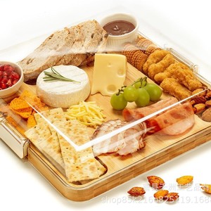 Planche à fromage en bambou Qianzhou avec séparateurs, plateau à apéritifs multi-usages pour servir pain, fruits et viande dans la cuisine - Product Image 1