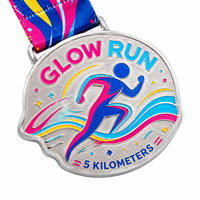 Médaille de course personnalisée en alliage de zinc 3D, médaille de course 5K, médaille de sport en métal émaillé brillant avec ruban imprimé