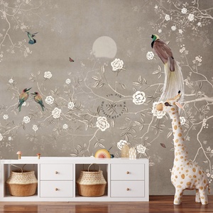 Papel Tapiz Mural Moderno con Diseño de Pájaros, Flores y Ramas, Fácil de Instalar, Impermeable y Ecológico, para la Pared de la Sala de Estar - Product Image 4