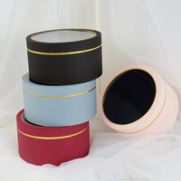 Mini boîte d'emballage cylindrique de luxe ronde transparente pour perruques, boîte à fleurs roses avec ruban