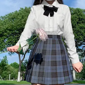 Çocuklar kızlar japon pileli yüksek Scooter belli ekose A-line ping pong etek okul üniforması
