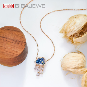 Collana GIGAJEWE in Oro Rosa Massiccio 9K/14K/18K con Moissanite Naturale Blu Taglio Nuvola 9.5*7 MM 3ct, Collana Nuvola di Pioggia, Regalo - Product Image 4