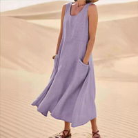 Haute qualité printemps été décontracté élégant belle couleur unie Style européen américain une robe à la mode pour les déesses