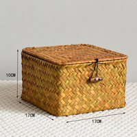Paniers de rangement écologiques en jonc de mer naturel tressé avec housse anti-poussière pour ustensiles de cuisine et organisateur de collations