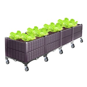 Modern Universal Wheel Planting Box Rectangular <b>Plastic</b> Flower Pot for Balcony Outdoor Wholesale Mobile Vegetable - Product Image 1
