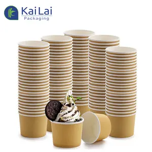 16oz personalizzato il tuo Logo stampa gelato tazza di carta patinata all'interno del materiale riciclabile tubo di carta gelato