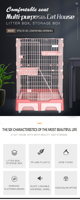 Cage pour chat de luxe en gros, à 2 niveaux, en métal, avec grandes roues universelles, en acier inoxydable amovible, fermeture à poussoir, thermolaquée