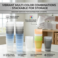 Gobelet à café réutilisable en plastique dépoli avec logo personnalisé, 9oz 10oz - Gobelet rigide en PP sans BPA, de qualité alimentaire et écologique pour événements