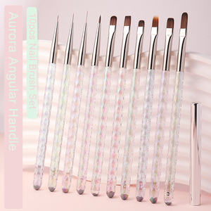Sparkle Clear Hexagon Handle Nail Art Brush for Nails 6mm 9mm 12mm Liner 3D Gel <b>Builder</b> Flower Design Manicure Salon Brush - Product Image 2