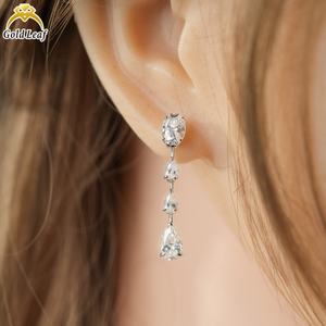 Boucles d'oreilles de fiançailles en diamant de laboratoire pour femmes Goldleaf, argent sterling 925, coupe poire IGI, tendance - Product Image 2