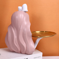 Plateau de service et de rangement pour cosmétiques en résine et métal doré, motif nœud rose moucheté, style luxe léger et minimaliste, pour décoration de bureau intérieur