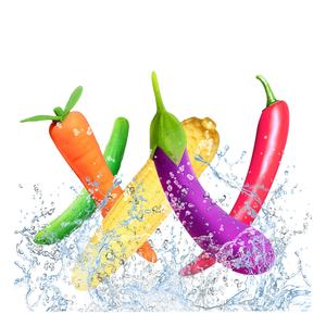Silicone ricaricabile impermeabile G stimolatore a forma di clitoride cetriolo mais carota melanzane peperoncino a forma di frutto vibratore Dildo - Product Image 1