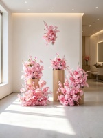 Colonnes florales au sol en fleurs artificielles en soie roses pour mariages, cérémonies, livraison de voitures, aménagement de zones de cérémonie et vitrines