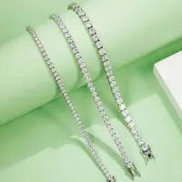 Bracelet de tennis rond en moissanite plaqué or blanc 18k, 7 pouces 3MM, bracelets en diamant