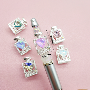 51074 뜨거운 판매 사랑 라인 석 다이아몬드 크리스탈 하트 금속 향수 모양 구슬 DIY 보석 전화 체인 액세서리 - Product Image 5