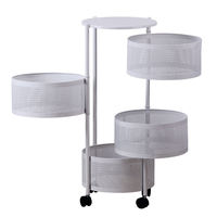 Vente Flash 360 °   Chariot de cuisine rotatif, étagère de rangement multi-niveaux avec roulettes pour fruits et légumes, chariot mobile organisateur d'étagères