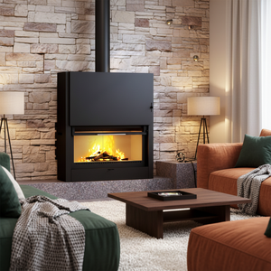 Poêle à bois <span class=keywords><strong>de</strong></span> style européen à haute efficacité, <span class=keywords><strong>insert</strong></span> en acier avec <span class=keywords><strong>vitre</strong></span> <span class=keywords><strong>de</strong></span> visualisation, <span class=keywords><strong>pour</strong></span> villa moderne, foyer autoportant <span class=keywords><strong>d</strong></span>'intérieur - Product Image 1