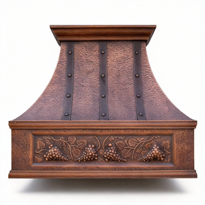 Настенная вытяжка из меди ручной ковки с индивидуальным архитектурным дизайном и тисненым узором - Product Image 3