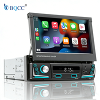 BQCC 7" 1 DIN Universel CarPlay Écran Rétractable Automatique Lecteur Multimédia Voiture BT RDS AM FM Radio MP5 Lien Miroir Caméra Arrière