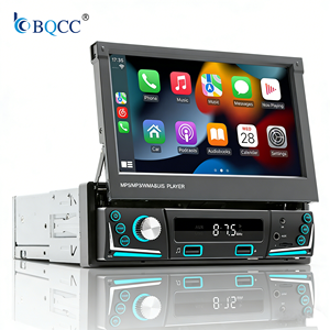 BQCC 7" 1 DIN Universel CarPlay Écran Rétractable Automatique Lecteur Multimédia Voiture BT RDS AM FM Radio MP5 Lien Miroir Caméra Arrière - Product Image 1