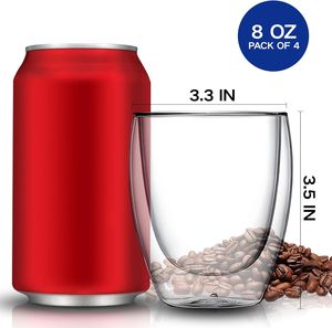 Vaso de Vidrio Hecho a Mano, de Doble Pared, Reutilizable, para Té, Jugo, Agua, Bebidas y Café - Product Image 4