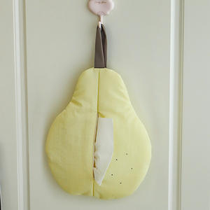 Bolsa de nailon para pañuelos, bolsa de almacenamiento redonda blanca y amarilla montada en la pared para uso en el hogar, coche, escritorio, sala de estar - Product Image 2