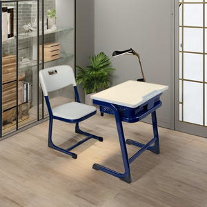 Hot Sale Modern Children School Furniture <b>Desk</b> and Chair Metal Drawer Set PT-308D Student Table Chair Set PT-308D - Product Image 1