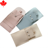 Pochette de rangement carrée en microfibre velours Laire pour bijoux, avec support pour colliers, bagues, bracelets et boucles d'oreilles, anti-poussière, petite pochette avec impression de logo
