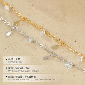 Лидер продаж, ювелирные изделия из 925 стерлингового серебра, циркон, подвеска в виде капли, браслет на цепочке для женщин - Product Image 6