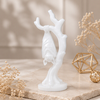 Figurines de chauves-souris en jade blanc sculptées à la main, artisanat en pierres précieuses naturelles, sculptures en cristal de jade, cadeau d'Halloween
