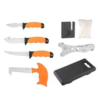 Ensemble cadeau pour homme de 8 couteaux de chasse à filet de poisson pour le traitement du cerf comprenant des couteaux à dépecer et à désosser un crochet en plastique