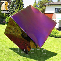 Sculpture de jardin en acier inoxydable de grande taille, cube moderne, décoration extérieure, à vendre