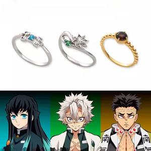 Anime demone <span class=keywords><strong>Slayer</strong></span> anello Tokitou Muichirou Kimetsu No Yaiba moda uomo donna Cosplay accessori regali - Product Image 1