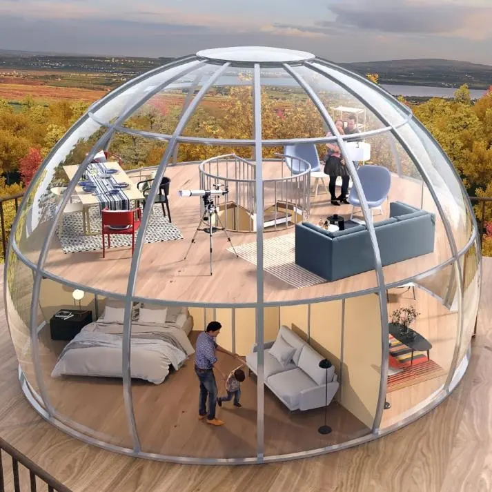 Hot Selling New Design Hotel Polycarbonaat Dome Tent Modulaire Prefab Pc Crystal Bubble Koepel Huis Voor Resort