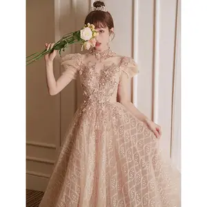 S7452F Hot -selling New temperament engagement, dignified atmospheric banquet host elegant dresses women evening