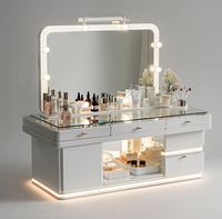 Ensemble de coiffeuse de luxe moderne et contemporain de style européen en bois massif blanc et fer, idéal pour appartement, réglable en hauteur