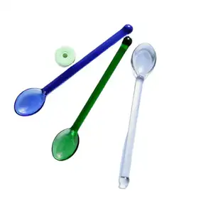 Hot selling wholesale price 14.5cm or custom length colored glass spoon for coffee stirring 2023 winning products