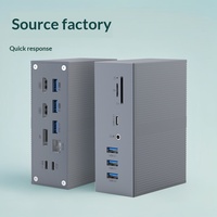 Hub Ekstensi Port Jaringan Gigabit Komputer USB Tipe C Desktop 16-In-1 dengan Stok Paduan Aluminium 2.0 PD100W USB3.0
