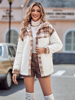 Vêtements softshell pour femmes de grande taille, veste polaire, vêtements d'hiver pour femmes, surchemise sherpa patchwork, vestes en tweed pour femmes