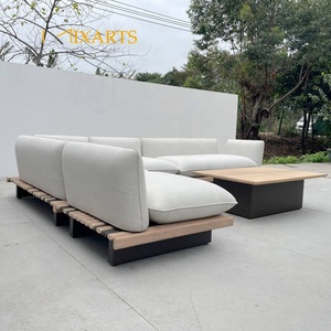 Nouvel Arrivage : Ensemble <span class=keywords><strong>de</strong></span> Canapés d'Extérieur en <span class=keywords><strong>Bois</strong></span> <span class=keywords><strong>de</strong></span> Teck avec Structure en Aluminium, Tissu Imperméable, Design Modulaire et Chaise Longue à Dossier Réglable - Product Image 3