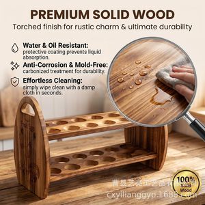 Estante de madera para almacenamiento de huevos de 2 niveles con asa, organizador de escritorio para exhibir huevos frescos - Product Image 3