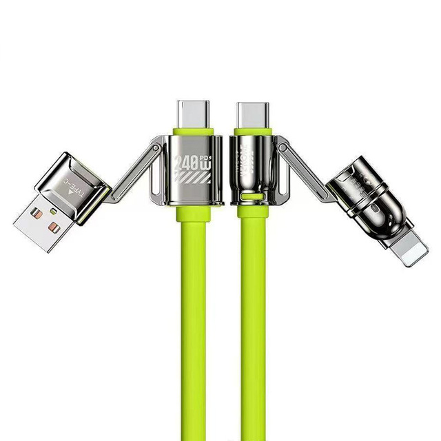240W Bullet Head 4in1 Mobile Phone Data Cable 1m1.5mHigh Power Super Fast Charge Jacket Zinc Alloy Connectors Type C