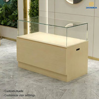 Vitrine de musée pour bijoux en jade, couleur grain de bois, vitrine rectangulaire en verre de haute qualité, éclairage LED, écologique, étanche